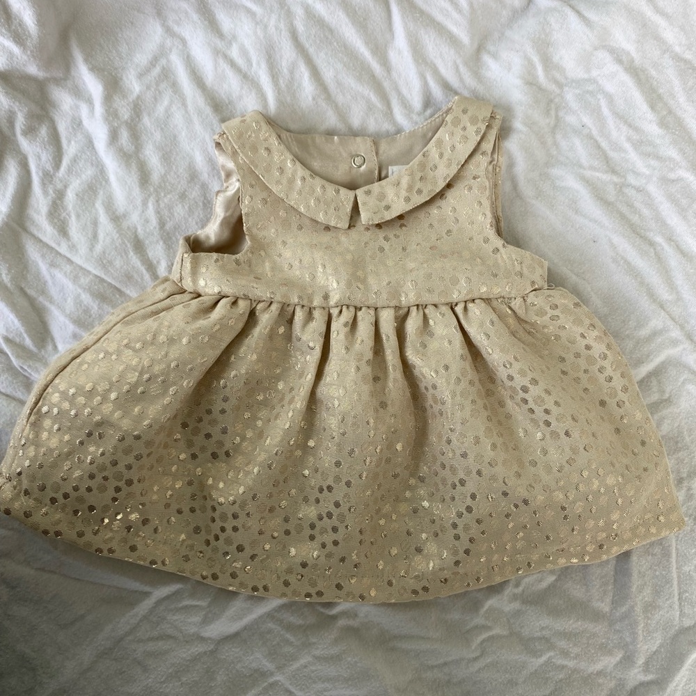 0-3 months newborn gold dot dress from Cat & Jack GUC